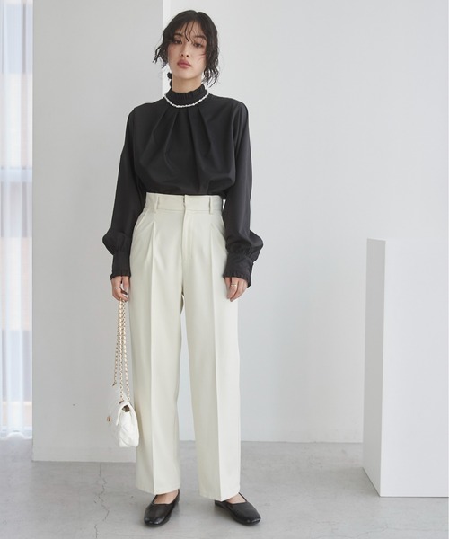 オケージョン対応】2WAYフリルスタンドカラーブラウス（シャツ