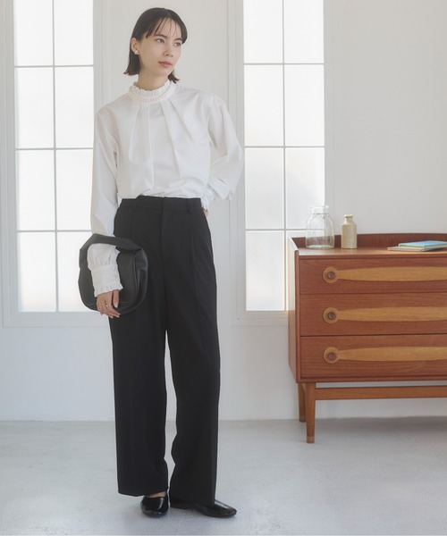 ANGIE（アンジー）の「2WAYフリルスタンドカラーブラウス / オフィスカジュアル / 通勤 / 春服（シャツ/ブラウス・レディース・ブラック/ネイビー/オフホワイト/サックスブルー/ブルー系その他・FREE）」の12枚目の写真