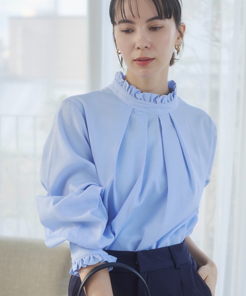 ANGIE（アンジー）の「2WAYフリルスタンドカラーブラウス / オフィスカジュアル / 通勤 / 春服（シャツ/ブラウス・レディース・ブラック/ネイビー/オフホワイト/サックスブルー/ブルー系その他・FREE）」の19枚目の写真