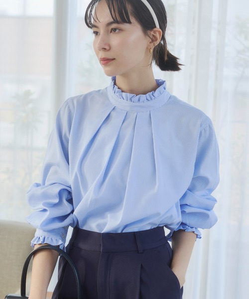 ANGIE（アンジー）の「2WAYフリルスタンドカラーブラウス / オフィスカジュアル / 通勤 / 春服（シャツ/ブラウス・レディース・ブラック/ネイビー/オフホワイト/サックスブルー/ブルー系その他・FREE）」の20枚目の写真