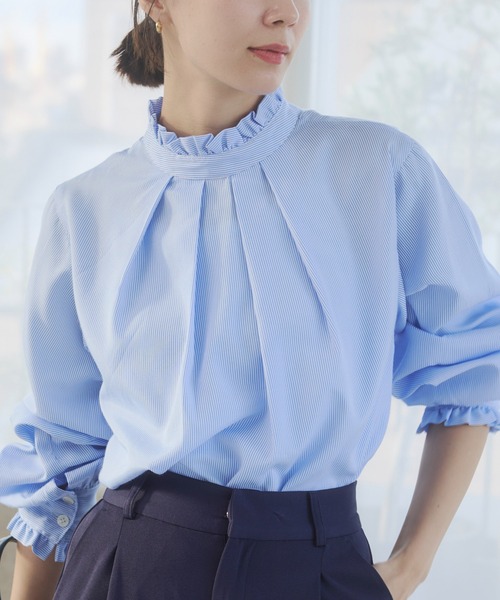 ANGIE（アンジー）の「2WAYフリルスタンドカラーブラウス / オフィスカジュアル / 通勤 / 春服（シャツ/ブラウス・レディース・ブラック/ネイビー/オフホワイト/サックスブルー/ブルー系その他・FREE）」の21枚目の写真