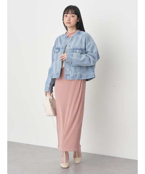 earth music&ecology（アースミュージックアンドエコロジー）の「SET2点リブワンピース+チュールビスチェ（ワンピース・レディース・ブラック/ピンク系その他2・FREE）」の20枚目の写真