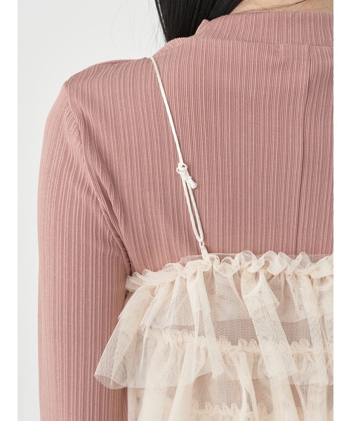 earth music&ecology（アースミュージックアンドエコロジー）の「SET2点リブワンピース+チュールビスチェ（ワンピース・レディース・ブラック/ピンク系その他2・FREE）」の9枚目の写真