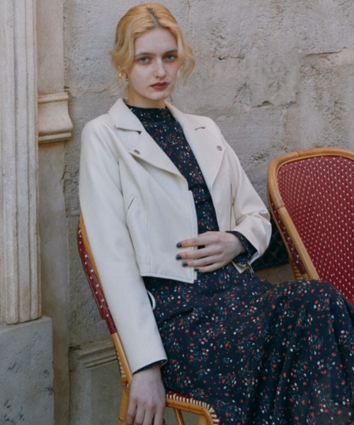 EIMY ISTOIRE（エイミーイストワール）の「フェイクレザーレースアップライダース（ライダースジャケット・レディース・ブラック/ホワイト・S/M）」の10枚目の写真