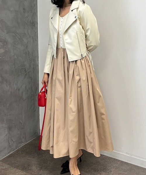 EIMY ISTOIRE（エイミーイストワール）の「フェイクレザーレースアップライダース（ライダースジャケット・レディース・ブラック/ホワイト・S/M）」の17枚目の写真