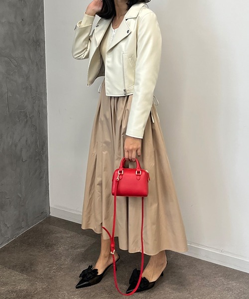 EIMY ISTOIRE（エイミーイストワール）の「フェイクレザーレースアップライダース（ライダースジャケット・レディース・ブラック/ホワイト・S/M）」の18枚目の写真