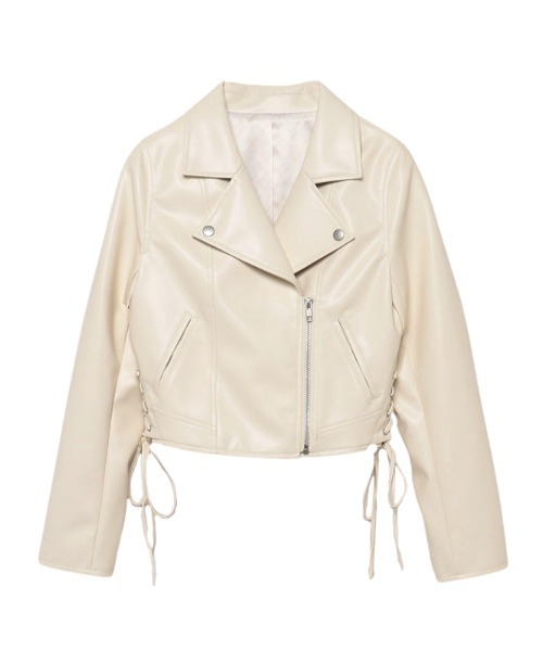 EIMY ISTOIRE（エイミーイストワール）の「フェイクレザーレースアップライダース（ライダースジャケット・レディース・ブラック/ホワイト・S/M）」の7枚目の写真