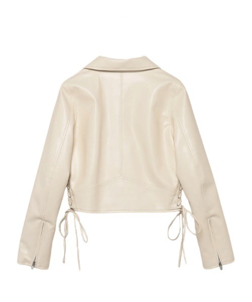 EIMY ISTOIRE（エイミーイストワール）の「フェイクレザーレースアップライダース（ライダースジャケット・レディース・ブラック/ホワイト・S/M）」の8枚目の写真