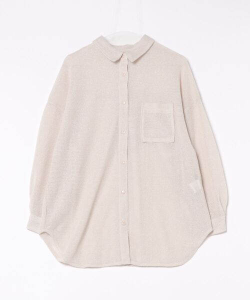 INTERPLANET（インタープラネット）の「スラブメッシュ長袖シャツ（シャツ/ブラウス・レディース・ブラック/ライトベージュ/オフホワイト・FREE）」の5枚目の写真