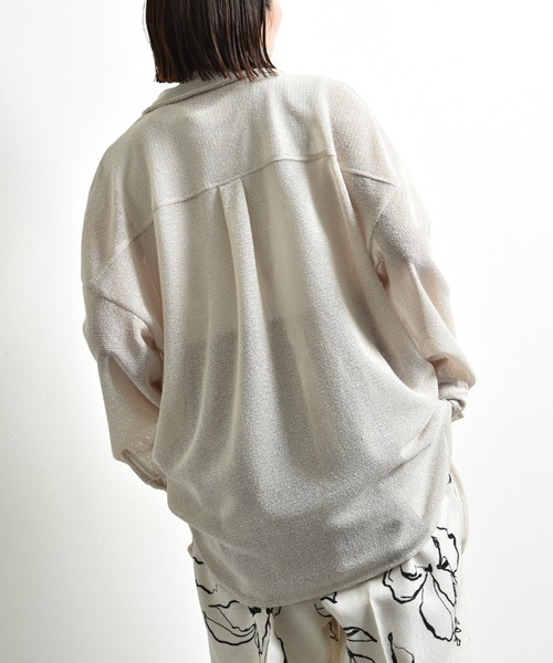 INTERPLANET（インタープラネット）の「スラブメッシュ長袖シャツ（シャツ/ブラウス・レディース・ブラック/ライトベージュ/オフホワイト・FREE）」の8枚目の写真