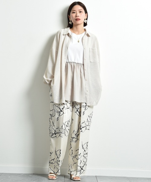 INTERPLANET（インタープラネット）の「スラブメッシュ長袖シャツ（シャツ/ブラウス・レディース・ブラック/ライトベージュ/オフホワイト・FREE）」の13枚目の写真