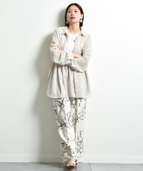 INTERPLANET（インタープラネット）の「スラブメッシュ長袖シャツ（シャツ/ブラウス・レディース・ブラック/ライトベージュ/オフホワイト・FREE）」の15枚目の写真