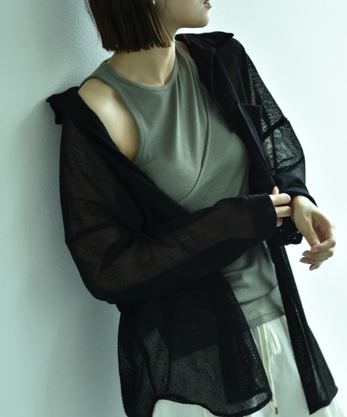 INTERPLANET（インタープラネット）の「スラブメッシュ長袖シャツ（シャツ/ブラウス・レディース・ブラック/ライトベージュ/オフホワイト・FREE）」の19枚目の写真