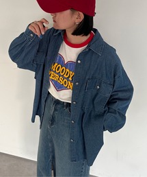 【M,L2サイズ展開】ダブルポケットデニムシャツ