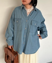 【M,L2サイズ展開】ダブルポケットデニムシャツ