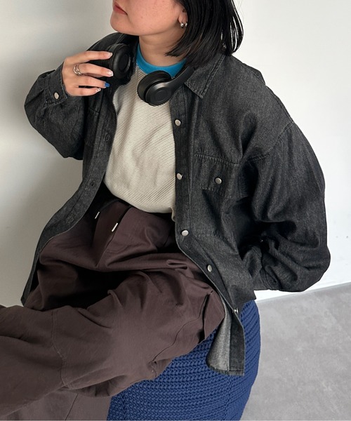 kutir(クティール)の「【M,L2サイズ展開】ダブルポケットデニムシャツ(シャツ/ブラウス・レディース・ライトインディゴブルー/ブラック/ライトブルー・MEDIUM/LARGE)」の1枚目の写真