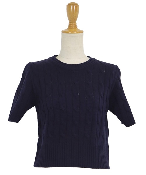 BLUEEAST（ブルーイースト）の「半袖ケーブルニット（ニット/セーター・レディース・アイボリー/グリーン/ブルー/ネイビー/チャコールグレー/ミント/ピンク/イエロー/ブラック系/アイボリー系/レッド・MEDIUM）」の20枚目の写真