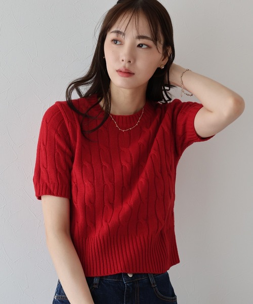 セール】半袖ケーブルニット（ニット/セーター）｜BLUEEAST（ブルー