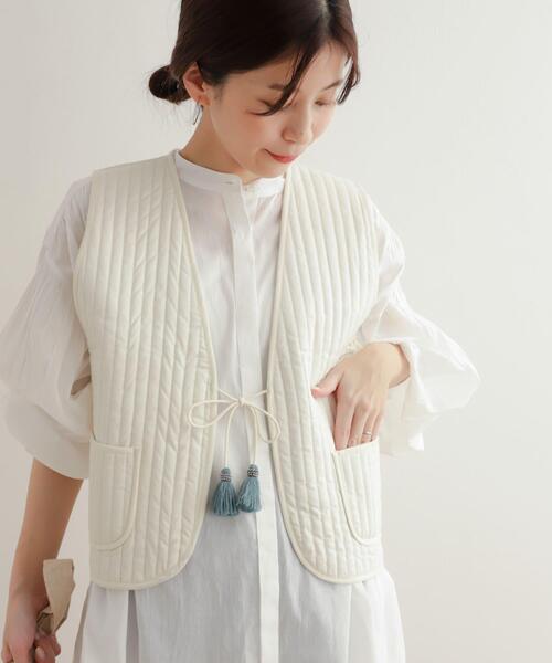 セール】コットンリバーシブルキルティングベスト（ダウンベスト