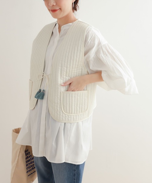 セール】コットンリバーシブルキルティングベスト（ベスト