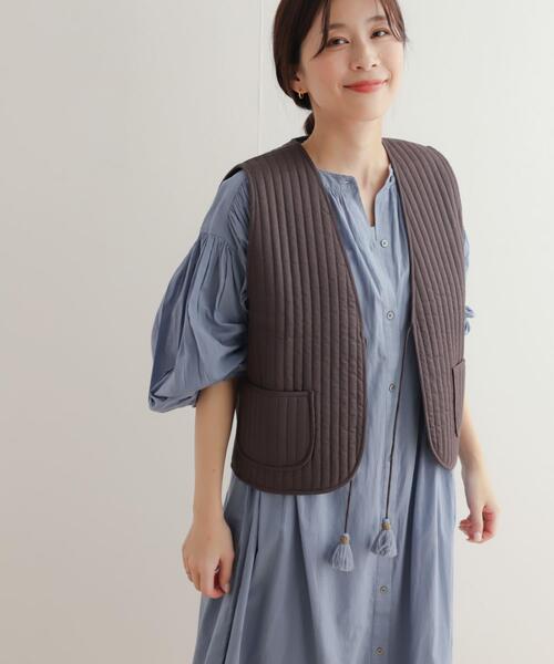 セール】コットンリバーシブルキルティングベスト（ダウンベスト