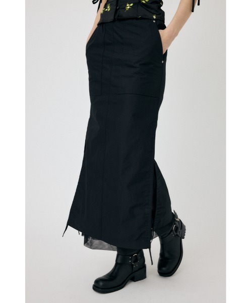 MOUSSY(マウジー)の「MESH LAYERED カーゴスカート(スカート・レディース・ライトグレー/ブラック/ライトピンク・1/2)」の2枚目の写真