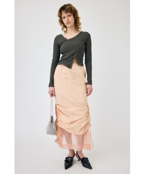 MOUSSY(マウジー)の「MESH LAYERED カーゴスカート(スカート・レディース・ライトグレー/ブラック/ライトピンク・1/2)」の4枚目の写真