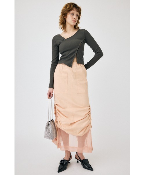 MOUSSY(マウジー)の「MESH LAYERED カーゴスカート(スカート・レディース・ライトグレー/ブラック/ライトピンク・1/2)」の5枚目の写真