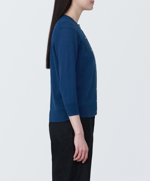 セール】婦人 UVカット強撚七分袖クルーネックカーディガン