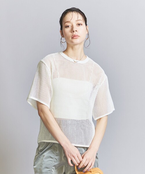BEAUTY&YOUTH UNITED ARROWS(ビューティーアンドユースユナイテッドアローズ)の「メッシュ クルーネック プルオーバー(Tシャツ/カットソー・レディース・オレンジ/ネイビー/ホワイト/ケリー/ブラック・FREE)」の2枚目の写真
