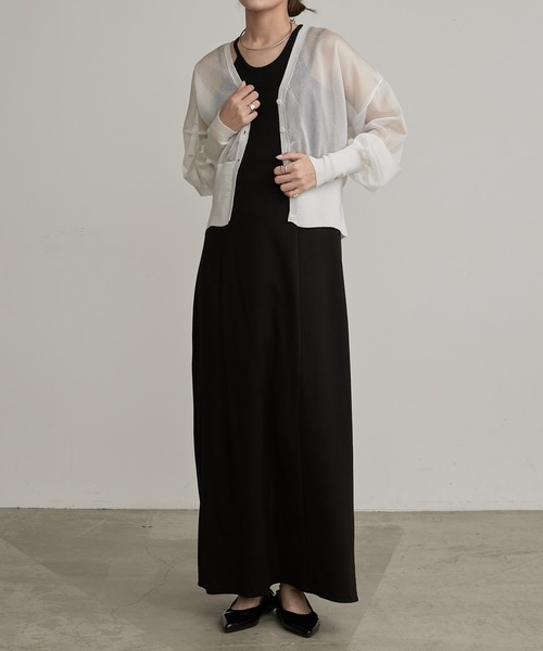 Lui's（ルイス）の「シアーVネックカーディガン（カーディガン/ボレロ・レディース・ホワイト/グリーン/ブラック・FREE）」の4枚目の写真