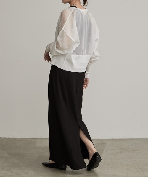 Lui's（ルイス）の「シアーVネックカーディガン（カーディガン/ボレロ・レディース・ホワイト/グリーン/ブラック・FREE）」の5枚目の写真