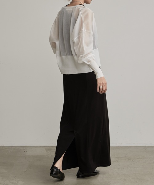 Lui's（ルイス）の「シアーVネックカーディガン（カーディガン/ボレロ・レディース・ホワイト/グリーン/ブラック・FREE）」の6枚目の写真