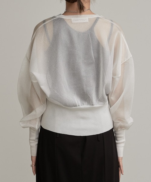 Lui's（ルイス）の「シアーVネックカーディガン（カーディガン/ボレロ・レディース・ホワイト/グリーン/ブラック・FREE）」の12枚目の写真