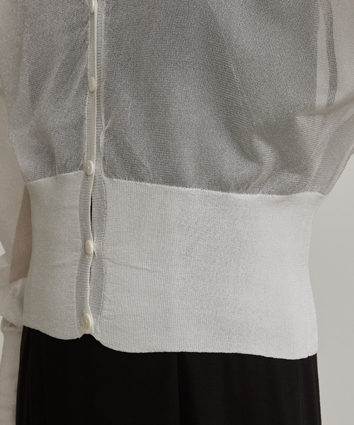 Lui's（ルイス）の「シアーVネックカーディガン（カーディガン/ボレロ・レディース・ホワイト/グリーン/ブラック・FREE）」の14枚目の写真