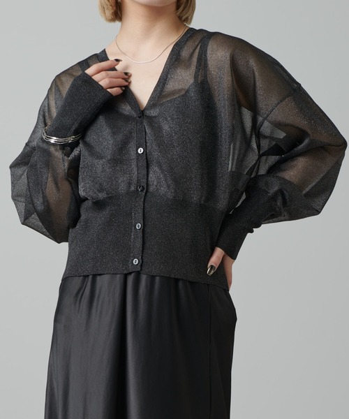 Lui's（ルイス）の「シアーVネックカーディガン（カーディガン/ボレロ・レディース・ホワイト/グリーン/ブラック・FREE）」の22枚目の写真