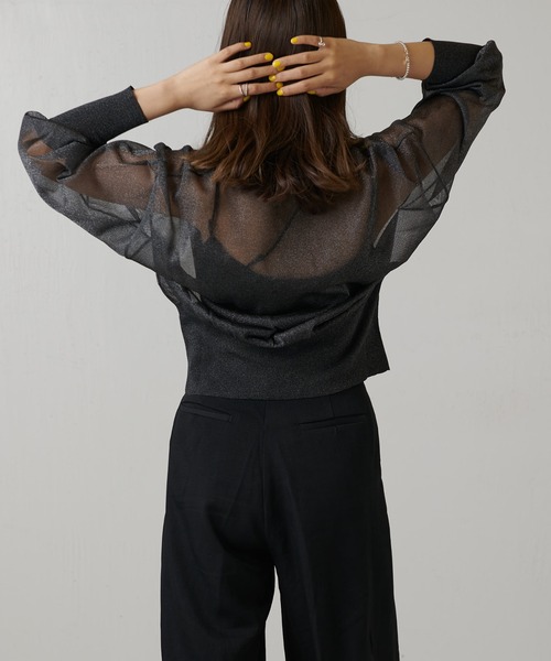 Lui's（ルイス）の「シアーVネックカーディガン（カーディガン/ボレロ・レディース・ホワイト/グリーン/ブラック・FREE）」の18枚目の写真