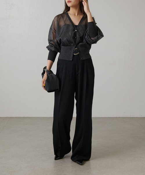 Lui's（ルイス）の「シアーVネックカーディガン（カーディガン/ボレロ・レディース・ホワイト/グリーン/ブラック・FREE）」の17枚目の写真