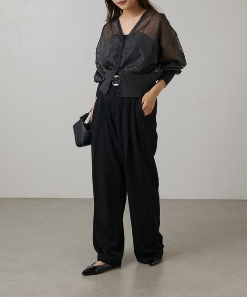 Lui's（ルイス）の「シアーVネックカーディガン（カーディガン/ボレロ・レディース・ホワイト/グリーン/ブラック・FREE）」の21枚目の写真