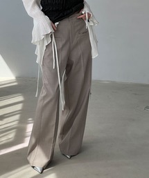 RANDY 20ss 裾メッシュ切り替え ワイドスラックス RBC】【春夏】2タックワイドパンツ/ブラック/サイド尾錠/4S