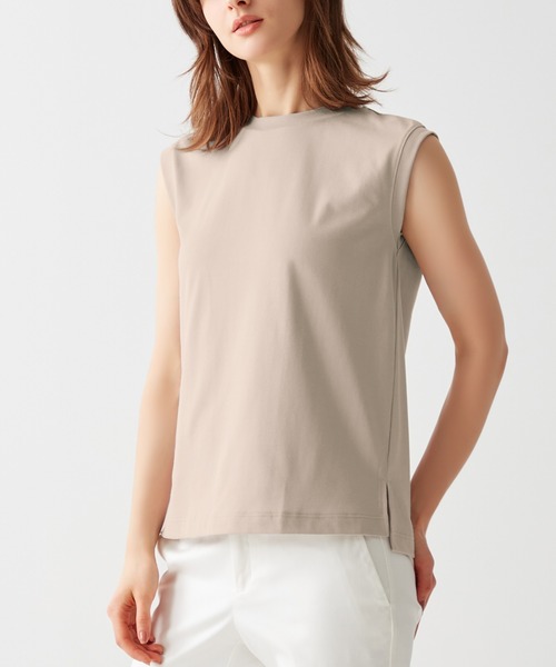 GUNZE（グンゼ）の「KIREILABO/キレイラボ ノースリーブ クイックドライ＆UVカット（Tシャツ/カットソー・レディース・ブラック/ピンク系その他/オフホワイト/ブラウン/モスグリーン/オリーブ/ライトブルー・MEDIUM/LARGE/X-LARGE）」の3枚目の写真