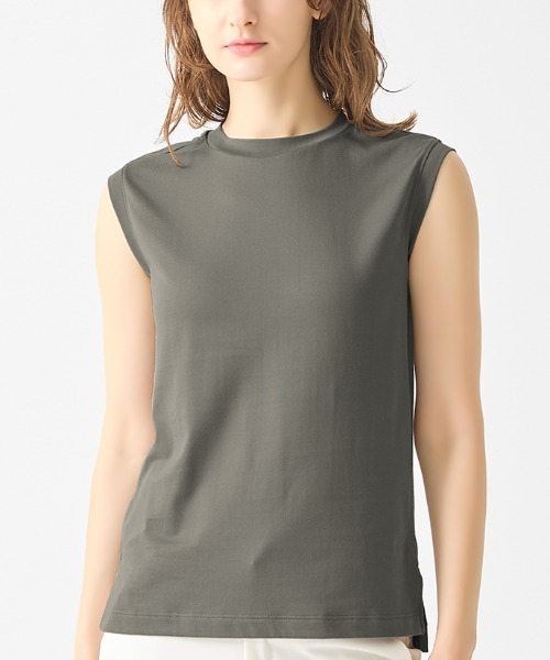 GUNZE（グンゼ）の「KIREILABO/キレイラボ ノースリーブ クイックドライ＆UVカット（Tシャツ/カットソー・レディース・ブラック/ピンク系その他/オフホワイト/ブラウン/モスグリーン/オリーブ/ライトブルー・MEDIUM/LARGE/X-LARGE）」の4枚目の写真