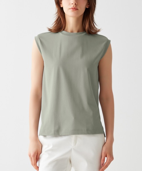 GUNZE（グンゼ）の「KIREILABO/キレイラボ ノースリーブ クイックドライ＆UVカット（Tシャツ/カットソー・レディース・ブラック/ピンク系その他/オフホワイト/ブラウン/モスグリーン/オリーブ/ライトブルー・MEDIUM/LARGE/X-LARGE）」の5枚目の写真