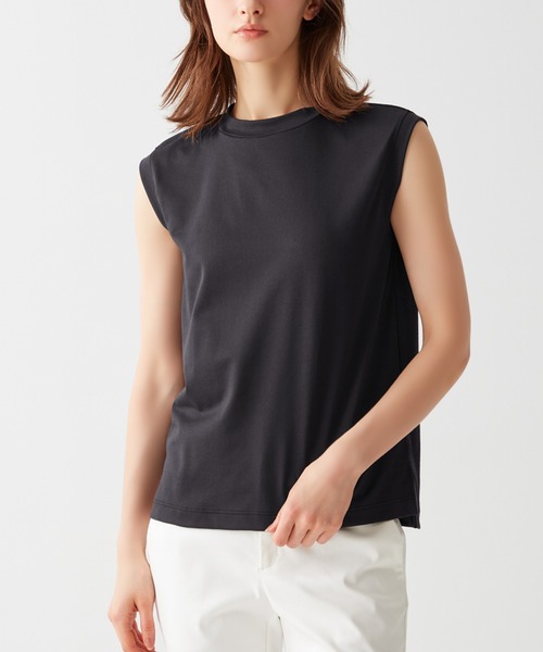 GUNZE（グンゼ）の「KIREILABO/キレイラボ ノースリーブ クイックドライ＆UVカット（Tシャツ/カットソー・レディース・ブラック/ピンク系その他/オフホワイト/ブラウン/モスグリーン/オリーブ/ライトブルー・MEDIUM/LARGE/X-LARGE）」の2枚目の写真