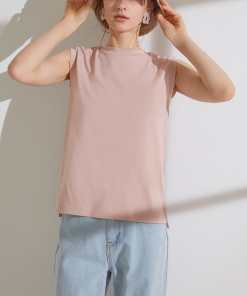 GUNZE（グンゼ）の「KIREILABO/キレイラボ ノースリーブ クイックドライ＆UVカット（Tシャツ/カットソー・レディース・ブラック/ピンク系その他/オフホワイト/ブラウン/モスグリーン/オリーブ/ライトブルー・MEDIUM/LARGE/X-LARGE）」の9枚目の写真