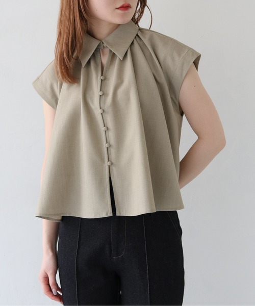 CLEIO(クレイオ)の「【CLEIO】ギャザーフレアシャツ(シャツ/ブラウス・レディース・グレー/ライトグリーン/ベージュ・FREE)」の11枚目の写真