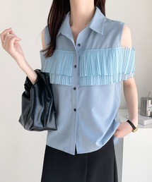 ECLIN（エクラン）の「異素材プリーツドッキングシャツブラウス（シャツ/ブラウス）」