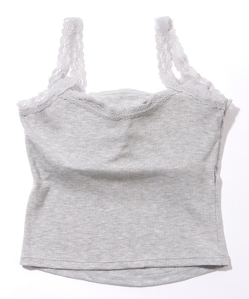 Lace Ladies(レースレディース)の「ヘンリーネック レーシィ クロップド カップ付き タンクトップ(キャミソール・レディース・ブラック/グレー/ホワイト/ピンク/ミント・FREE)」の13枚目の写真