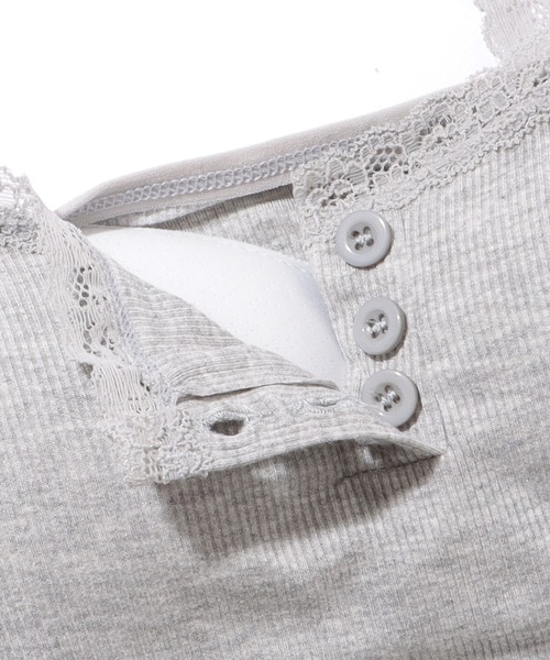 Lace Ladies(レースレディース)の「ヘンリーネック レーシィ クロップド カップ付き タンクトップ(キャミソール・レディース・ブラック/グレー/ホワイト/ピンク/ミント・FREE)」の14枚目の写真