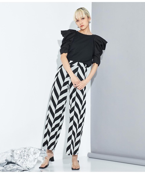 Settimissimo（セッティミッシモ）の「タックショルダー 切替 プルオーバー クルーネック（Tシャツ/カットソー・レディース・オフホワイト/ブラック・M）」の16枚目の写真